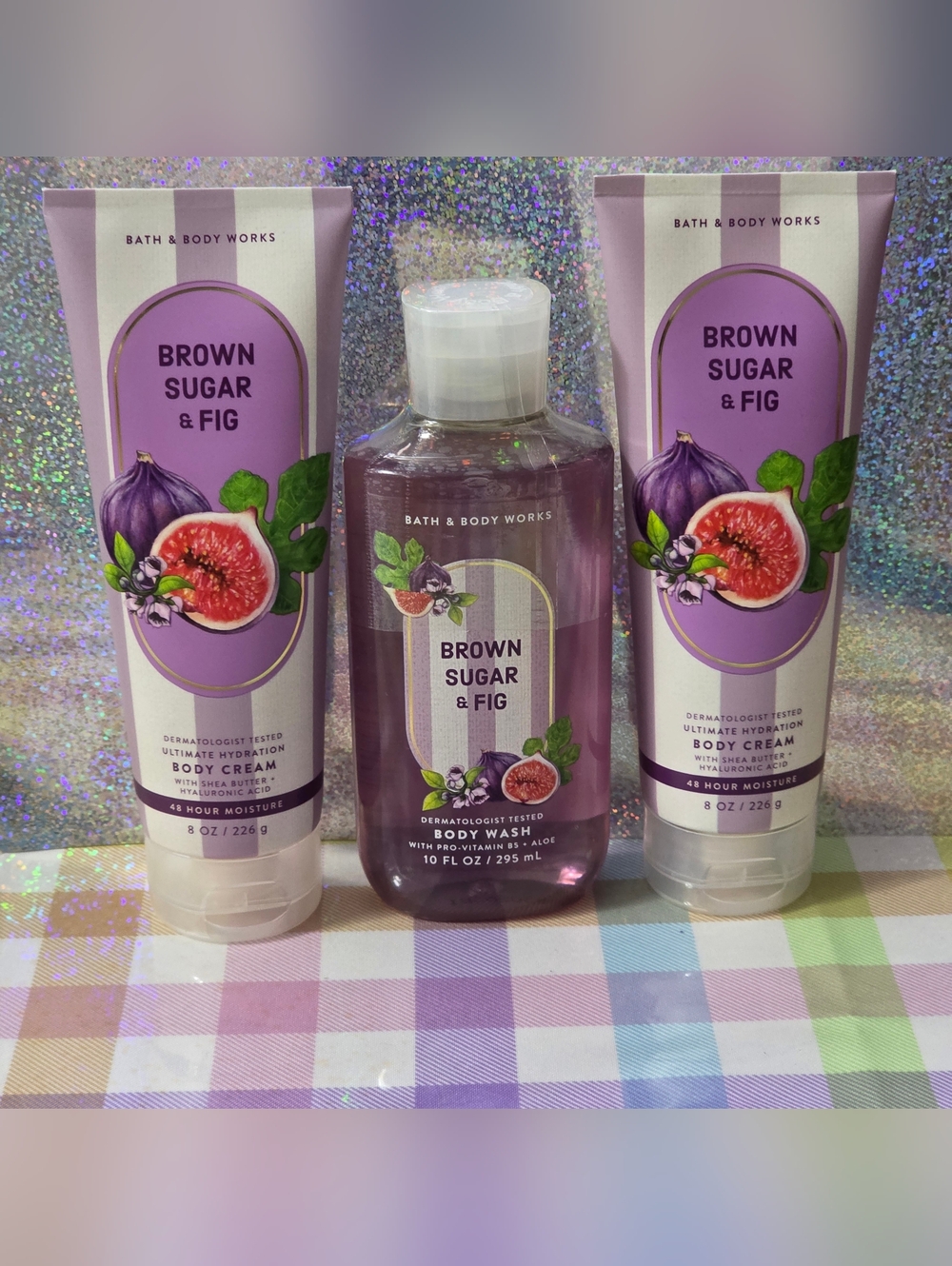Bath & Body Works Brown Sugar & Fig Body Wash and Body Cream 3pc Set NEW Rare